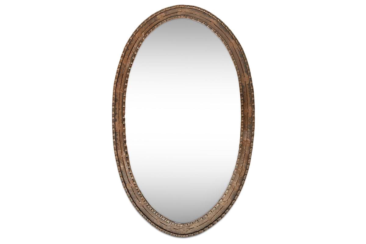 Drishti Oval Iron Mirror - Antique Black - Small