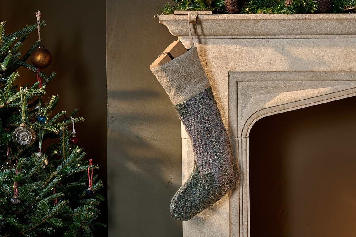 Dhanda Recycled Wool Stocking - Moss & Natural