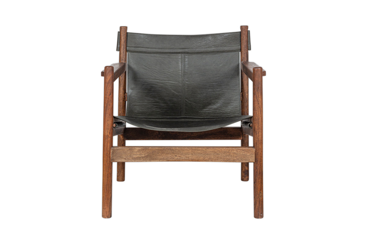 Dalibar Leather Lounger - Charcoal- nkuku