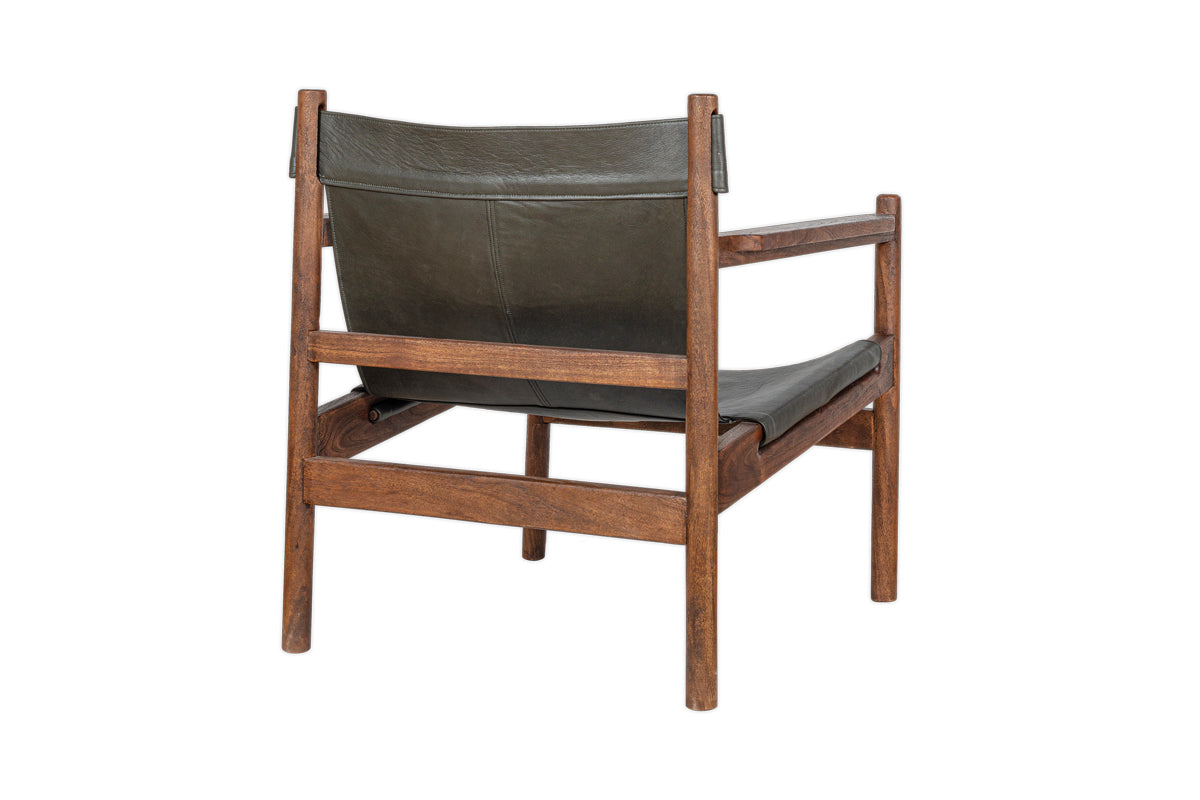 Dalibar Leather Lounger - Charcoal- nkuku