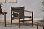 Dalibar Leather Lounger - Charcoal- nkuku