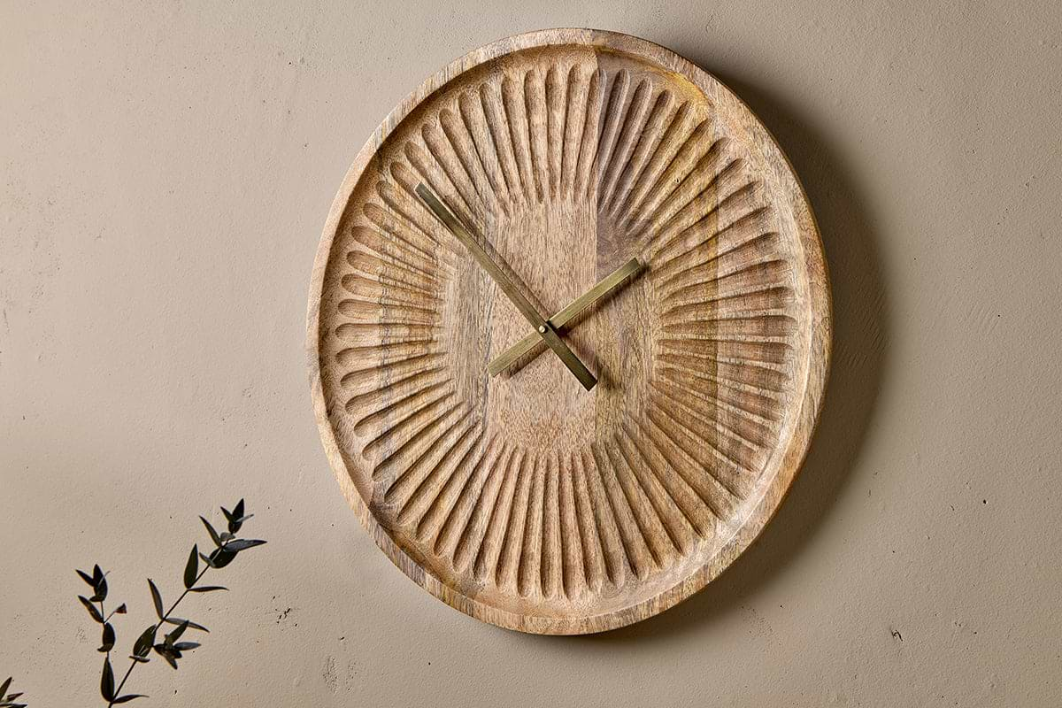 Deevena Mango Wood Clock-nkuku