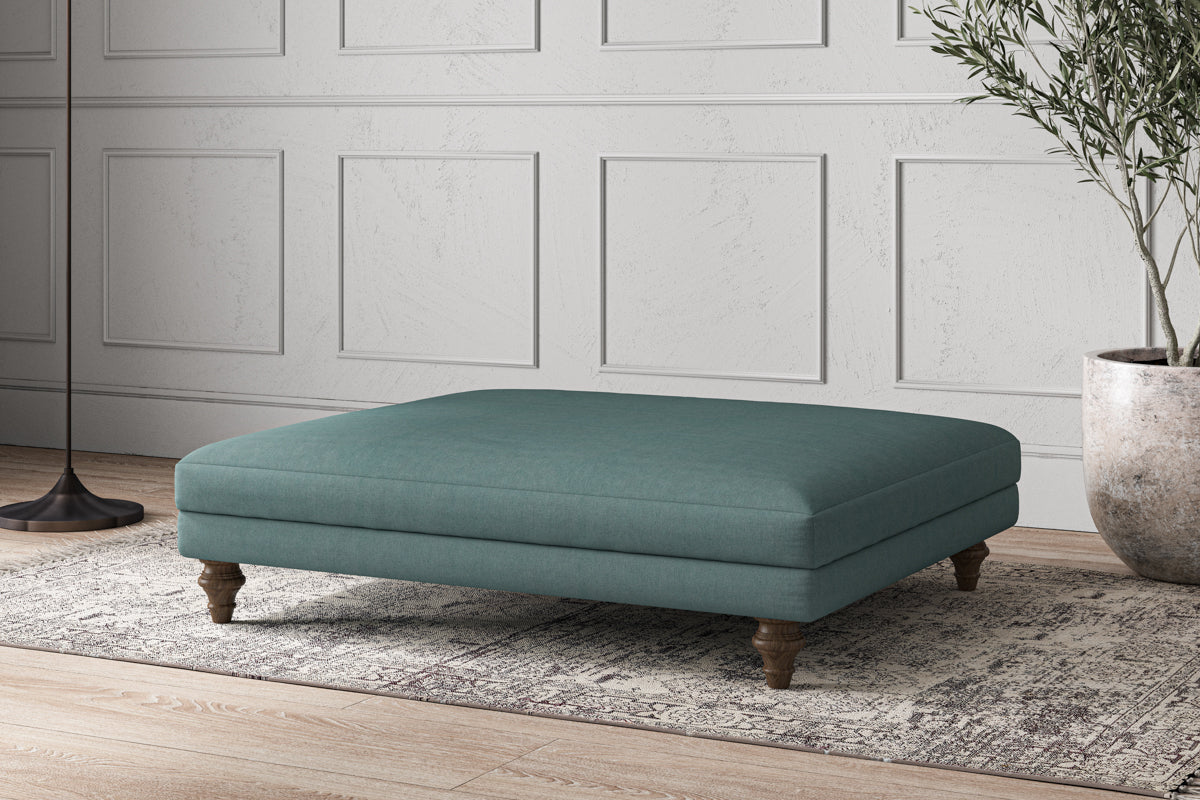 Deni Grand Footstool - Recycled Cotton Airforce-nkuku