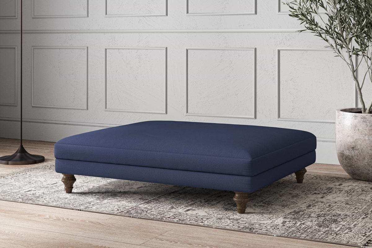 Deni Grand Footstool - Recycled Cotton Navy-nkuku