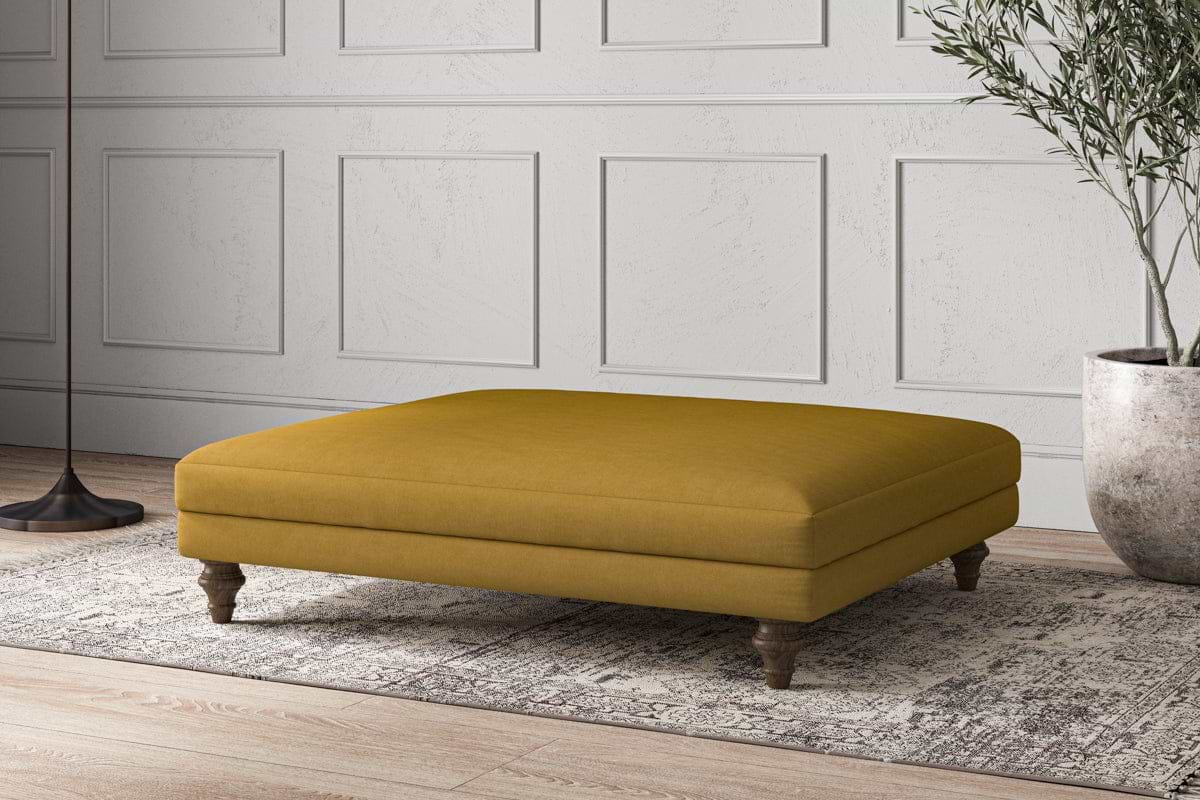 Deni Grand Footstool - Recycled Cotton Ochre-nkuku