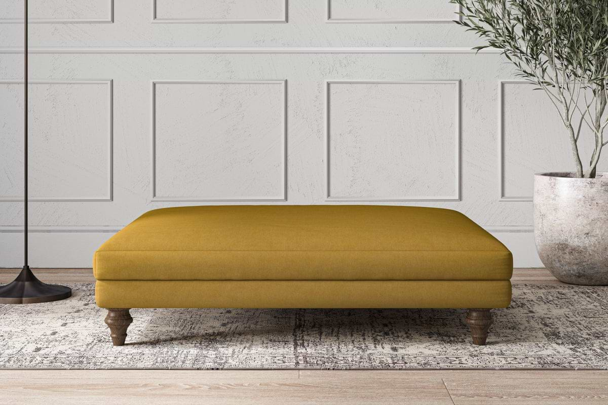 Deni Grand Footstool - Recycled Cotton Ochre-nkuku