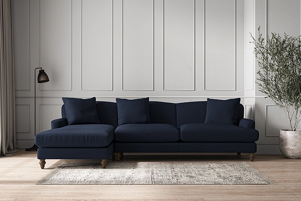 Deni Grand Left Hand Chaise Sofa - Brera Linen Indigo-nkuku