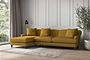 Deni Grand Left Hand Chaise Sofa - Recycled Cotton Ochre-nkuku