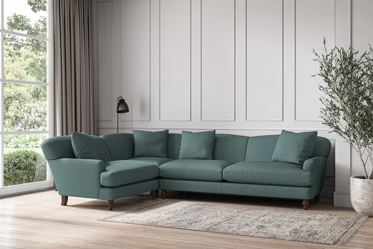 Deni Grand Left Hand Corner Sofa - Recycled Cotton Airforce-nkuku