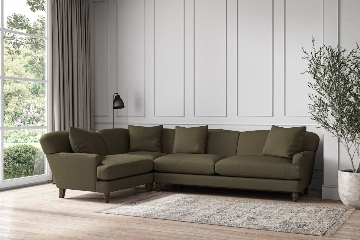 Deni Grand Left Hand Corner Sofa - Recycled Cotton Fatigue-nkuku