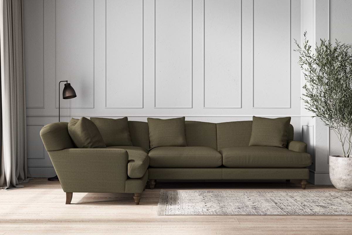 Deni Grand Left Hand Corner Sofa - Recycled Cotton Fatigue-nkuku