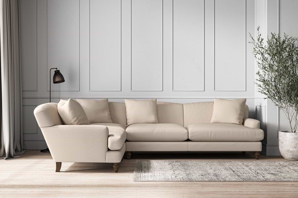 Deni Grand Left Hand Corner Sofa - Recycled Cotton Natural-nkuku