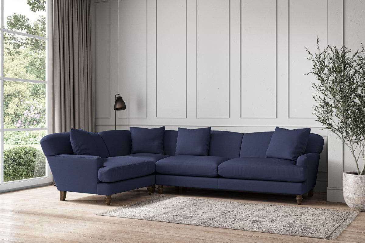 Deni Grand Left Hand Corner Sofa - Recycled Cotton Navy-nkuku
