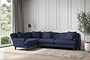 Deni Grand Left Hand Corner Sofa - Recycled Cotton Navy-nkuku