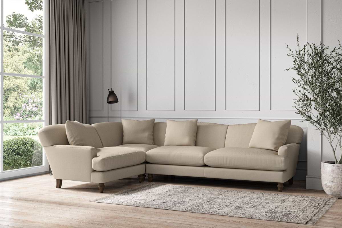 Deni Grand Left Hand Corner Sofa - Recycled Cotton Stone-nkuku