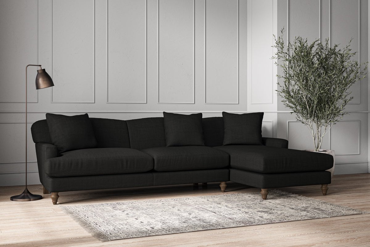 Deni Grand Right Hand Chaise Sofa - Brera Linen Charcoal-nkuku