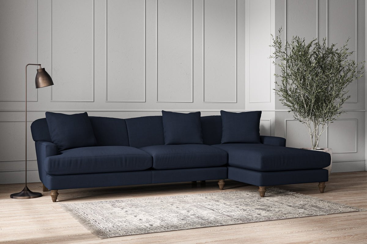 Deni Grand Right Hand Chaise Sofa - Brera Linen Indigo-nkuku