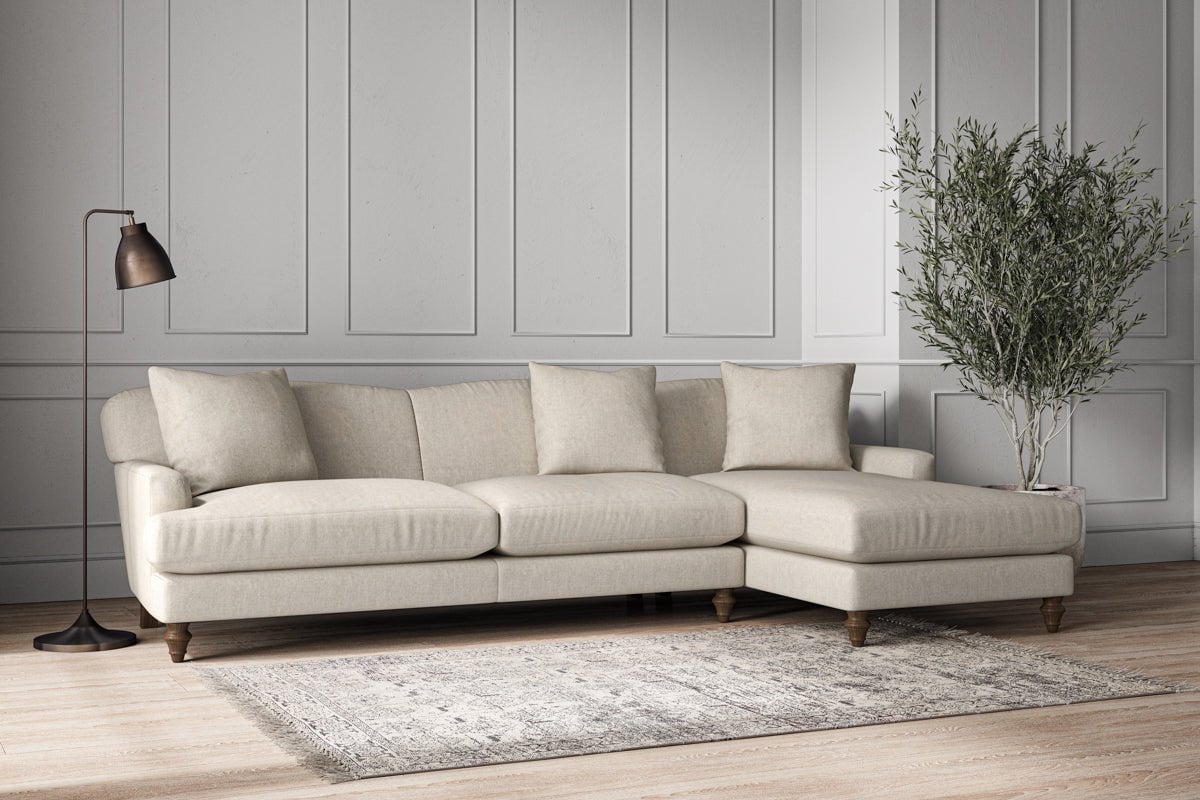 Deni Grand Right Hand Chaise Sofa - Brera Linen Natural-nkuku