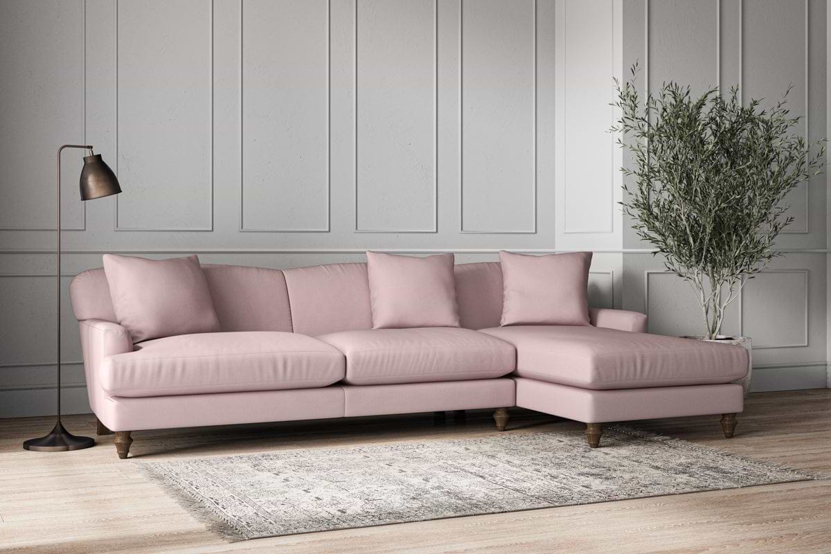 Deni Grand Right Hand Chaise Sofa - Recycled Cotton Lavender-nkuku