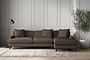 Deni Grand Right Hand Chaise Sofa - Recycled Cotton Mocha-nkuku