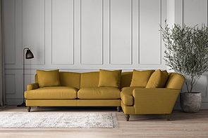 Deni Grand Right Hand Corner Sofa - Recycled Cotton Ochre-nkuku