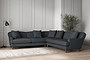 Deni Large Corner Sofa - Recycled Cotton Thunder-nkuku