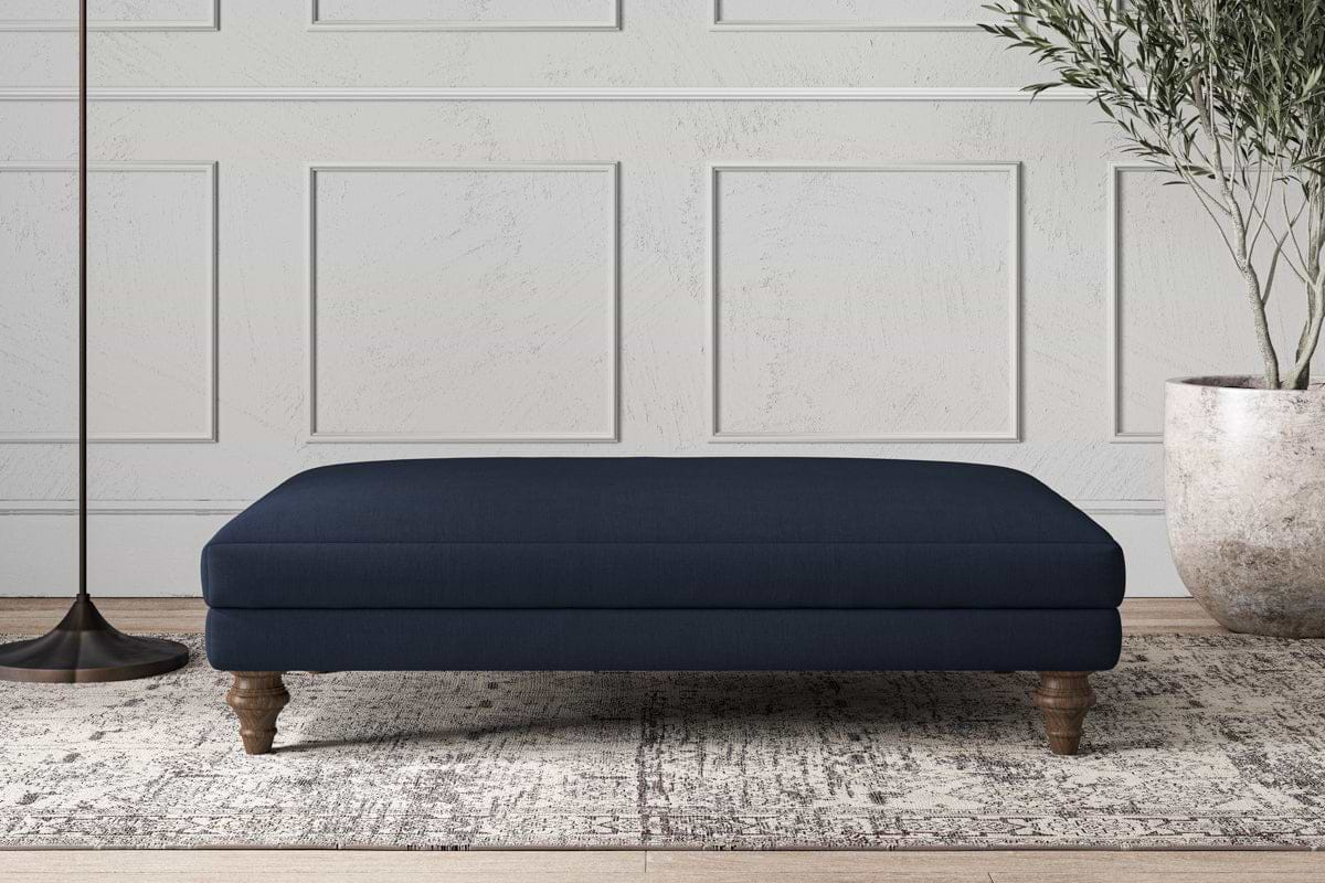 Deni Large Footstool - Brera Linen Indigo-nkuku