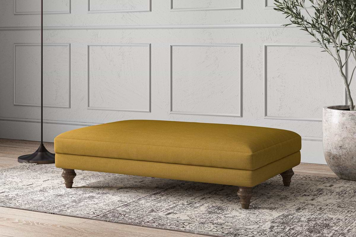 Deni Large Footstool - Recycled Cotton Ochre-nkuku