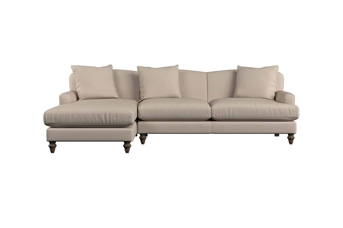 Deni Large Left Hand Chaise Sofa - Recycled Cotton Mocha-nkuku