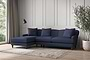 Deni Large Left Hand Chaise Sofa - Recycled Cotton Navy-nkuku