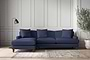 Deni Large Left Hand Chaise Sofa - Recycled Cotton Navy-nkuku