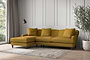 Deni Large Left Hand Chaise Sofa - Recycled Cotton Ochre-nkuku