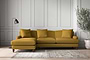 Deni Large Left Hand Chaise Sofa - Recycled Cotton Ochre-nkuku