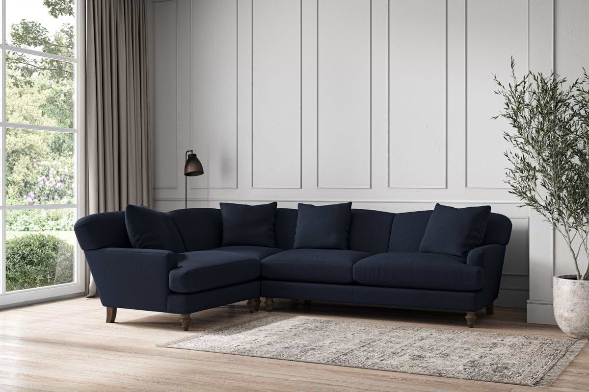Deni Large Left Hand Corner Sofa - Brera Linen Indigo-nkuku