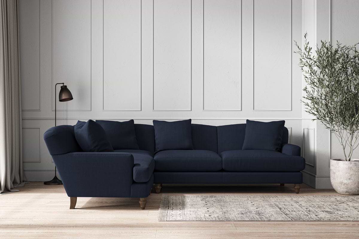 Deni Large Left Hand Corner Sofa - Brera Linen Indigo-nkuku