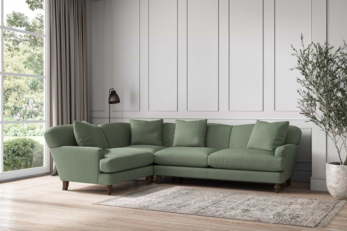 Deni Large Left Hand Corner Sofa - Brera Linen Jade-nkuku