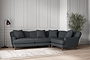 Deni Large Left Hand Corner Sofa - Recycled Cotton Thunder-nkuku