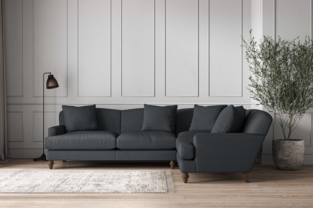Deni Large Left Hand Corner Sofa - Recycled Cotton Thunder-nkuku