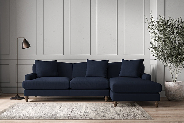 Deni Large Right Hand Chaise Sofa - Brera Linen Indigo-nkuku