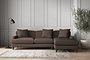 Deni Large Right Hand Chaise Sofa - Recycled Cotton Mocha-nkuku