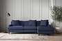 Deni Large Right Hand Chaise Sofa - Recycled Cotton Navy-nkuku