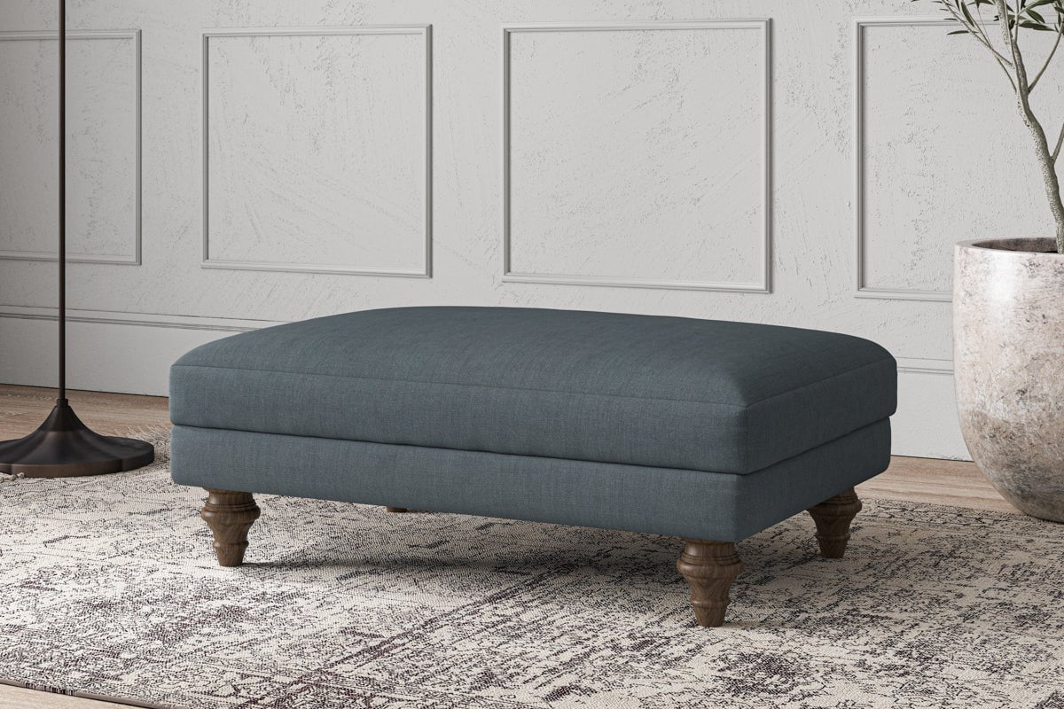 Deni Medium Footstool - Brera Linen Dusk-nkuku