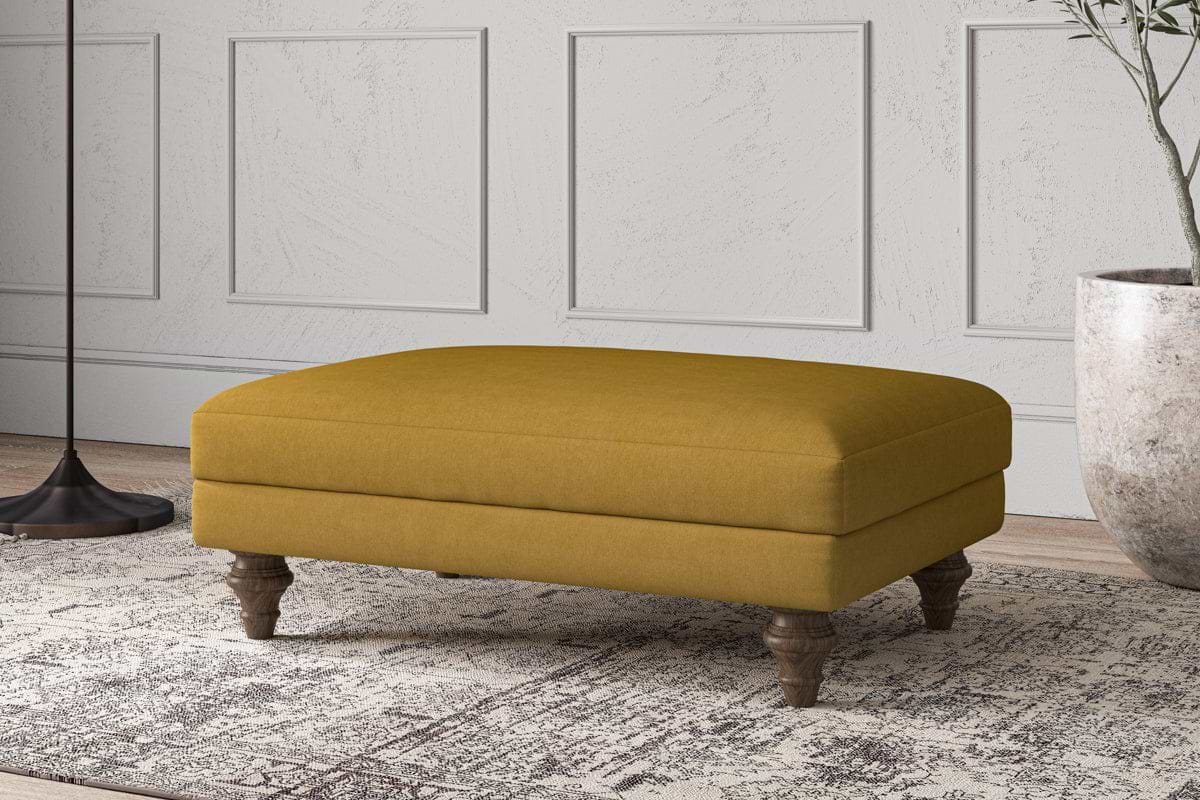 Deni Medium Footstool - Recycled Cotton Ochre-nkuku