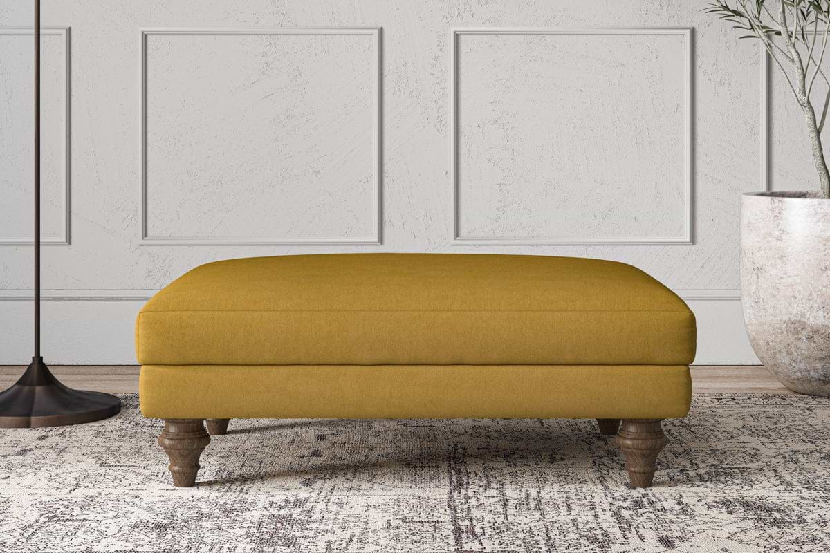 Deni Medium Footstool - Recycled Cotton Ochre-nkuku