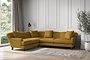 Deni Super Grand Left Hand Corner Sofa - Recycled Cotton Ochre-nkuku