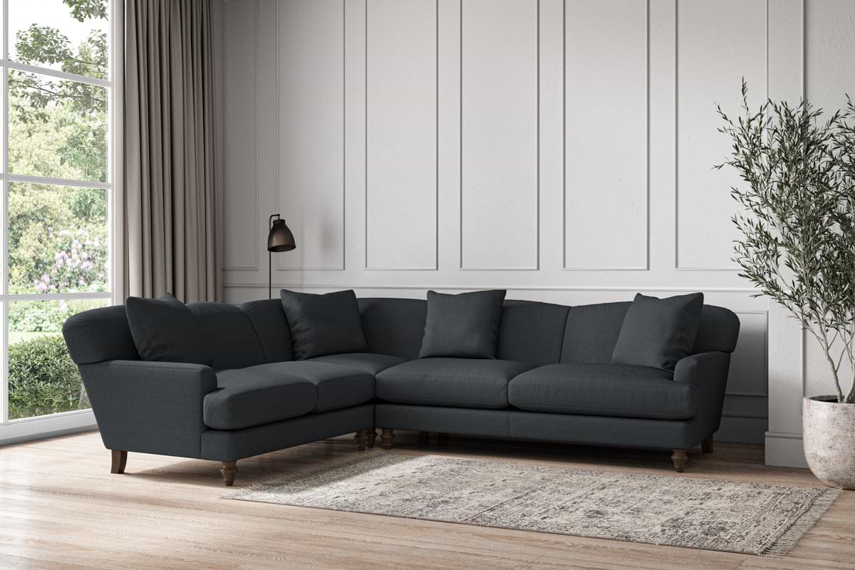 Deni Super Grand Left Hand Corner Sofa - Recycled Cotton Thunder-nkuku