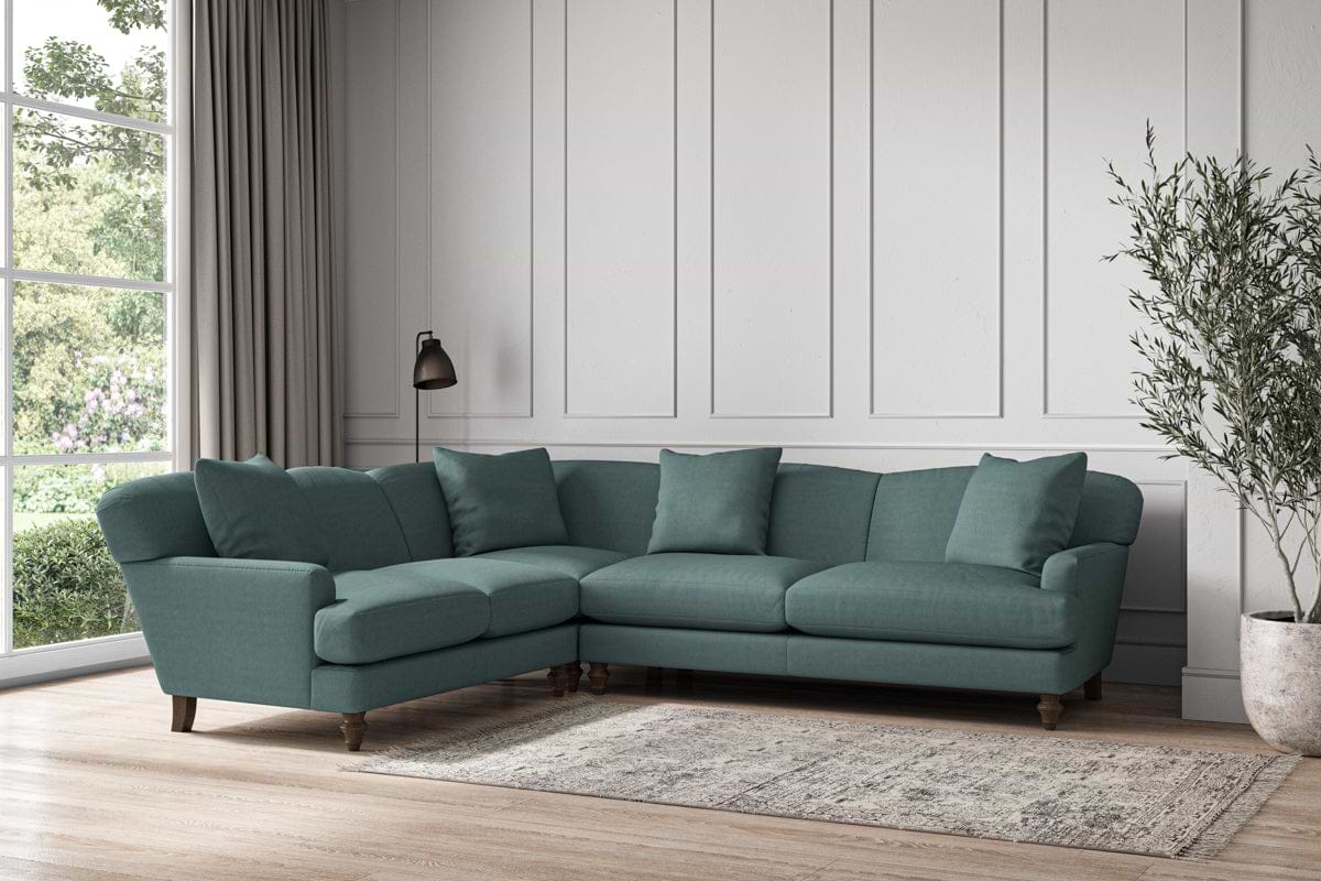 Deni Super Grand Right Hand Corner Sofa - Recycled Cotton Airforce-nkuku