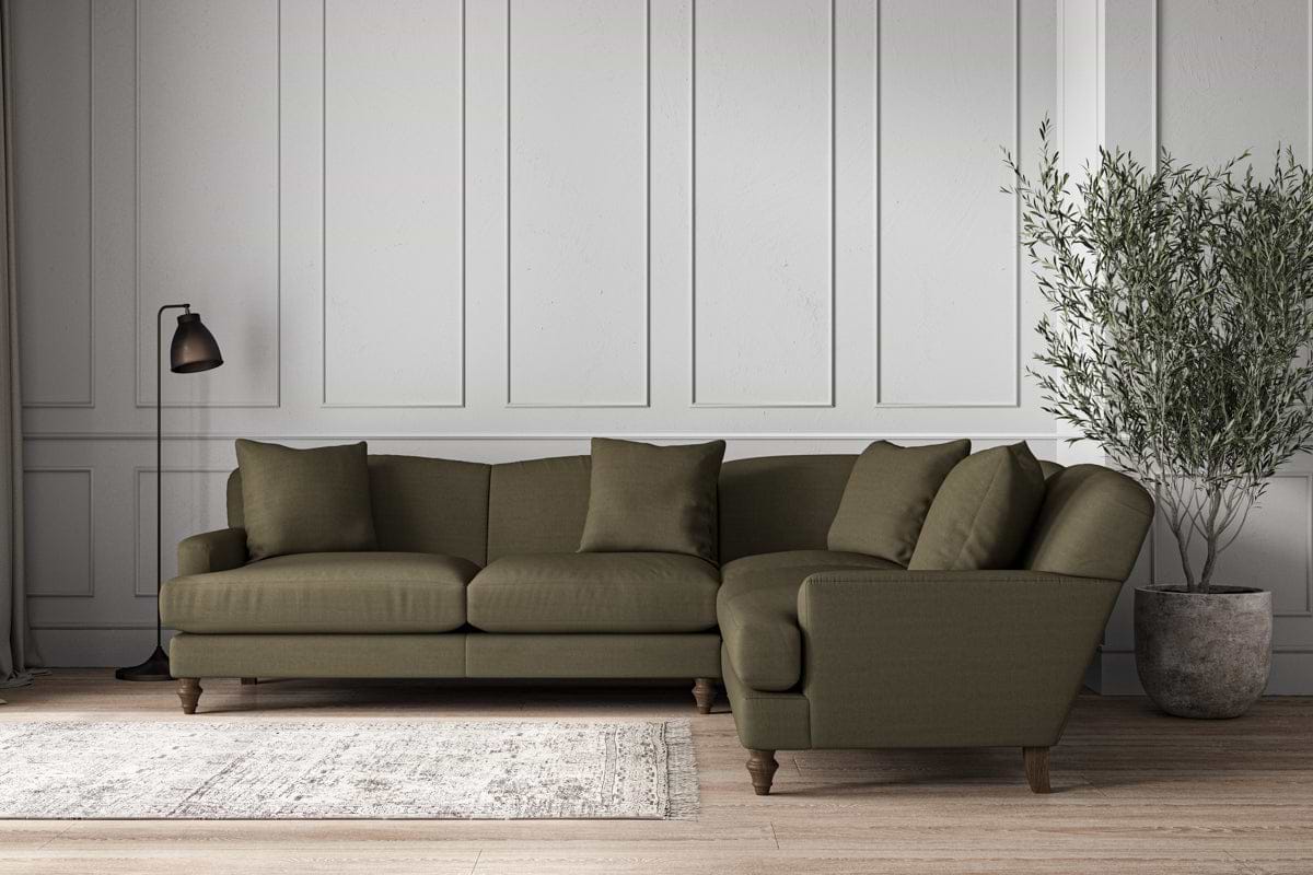 Deni Super Grand Right Hand Corner Sofa - Recycled Cotton Fatigue-nkuku