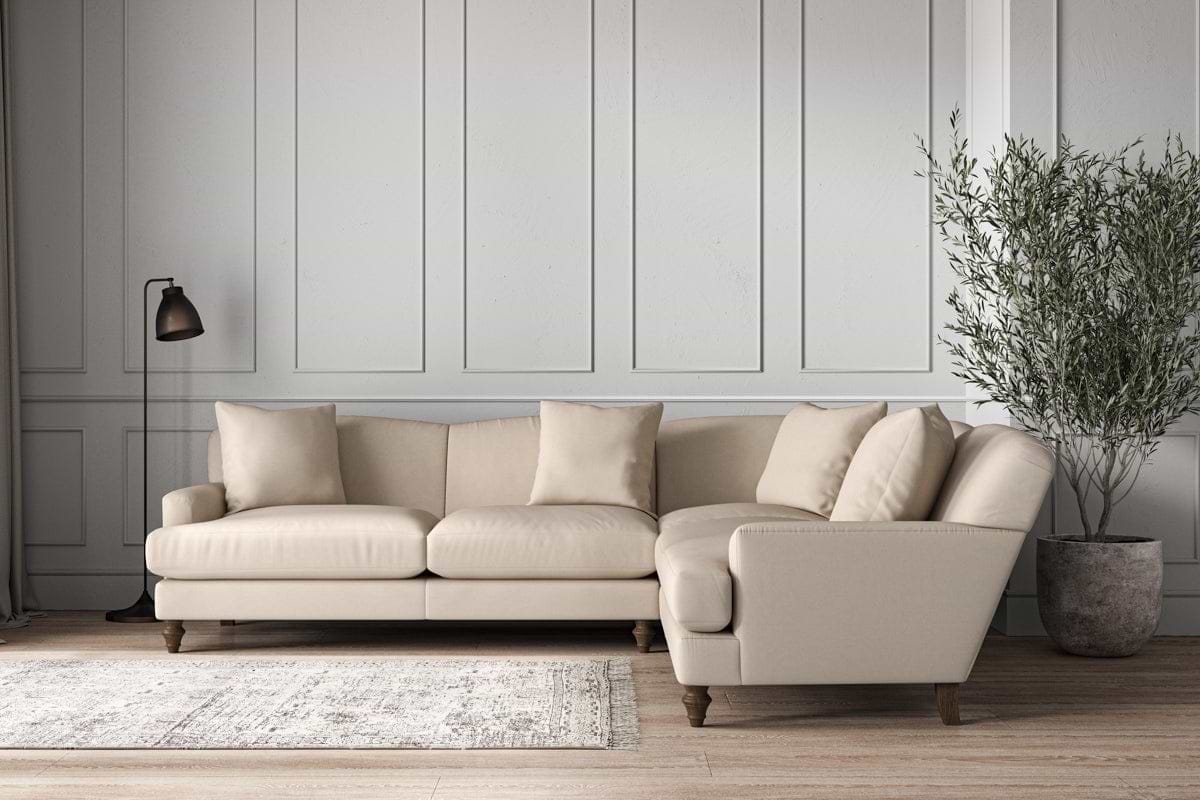 Deni Super Grand Right Hand Corner Sofa - Recycled Cotton Natural-nkuku