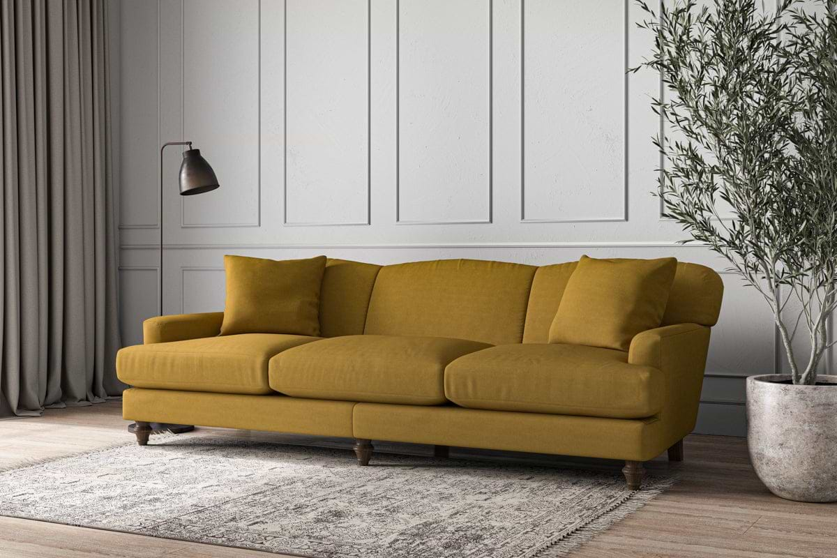 Deni Super Grand Sofa - Recycled Cotton Ochre-nkuku